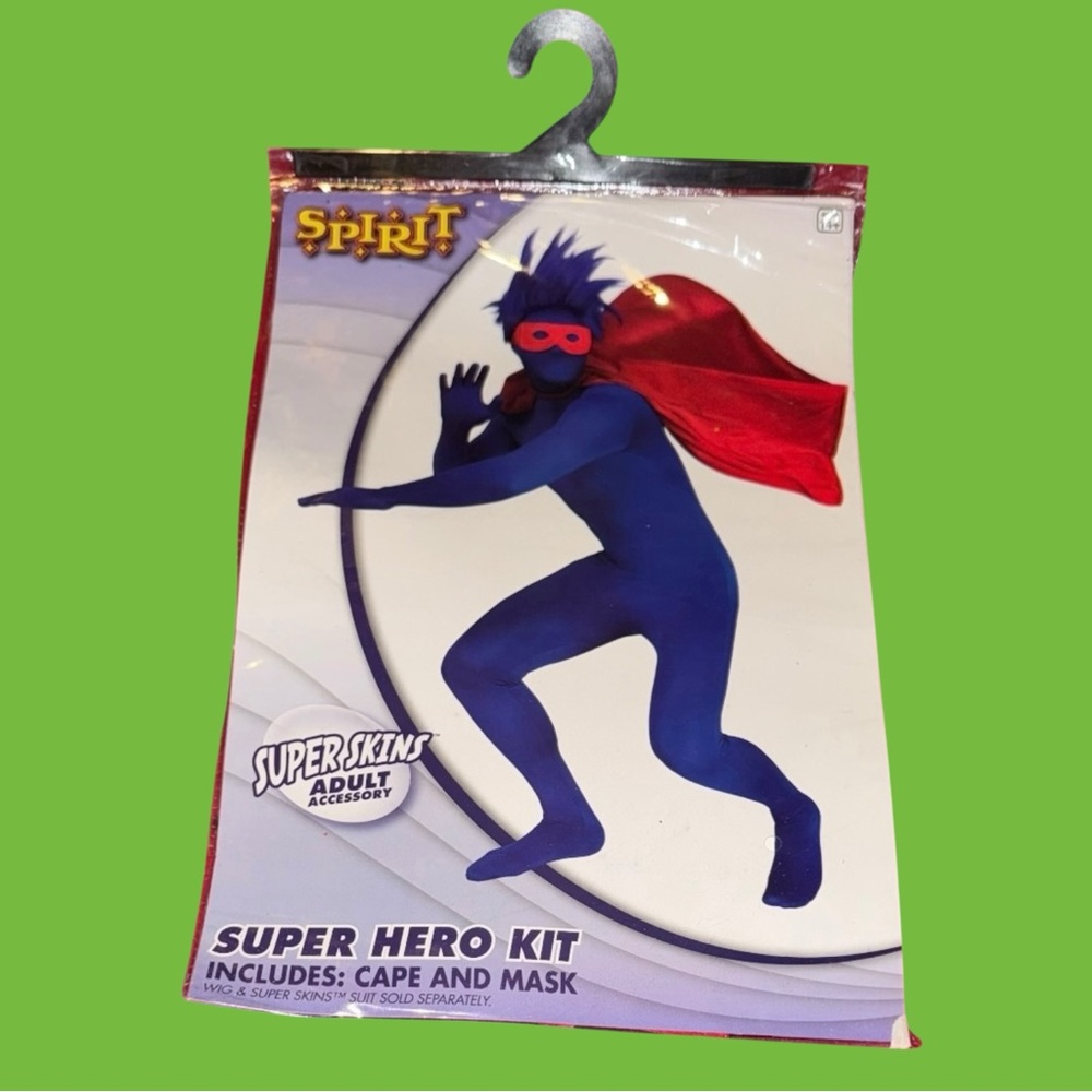 Spirit Halloween Skin Suit Super Hero Kit with Cape and Mask Costume Set Batman
